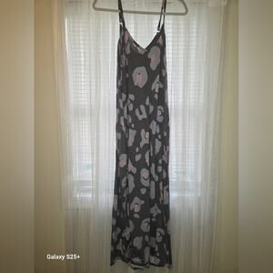 Cheetah Gray and Pink Maxi Dress